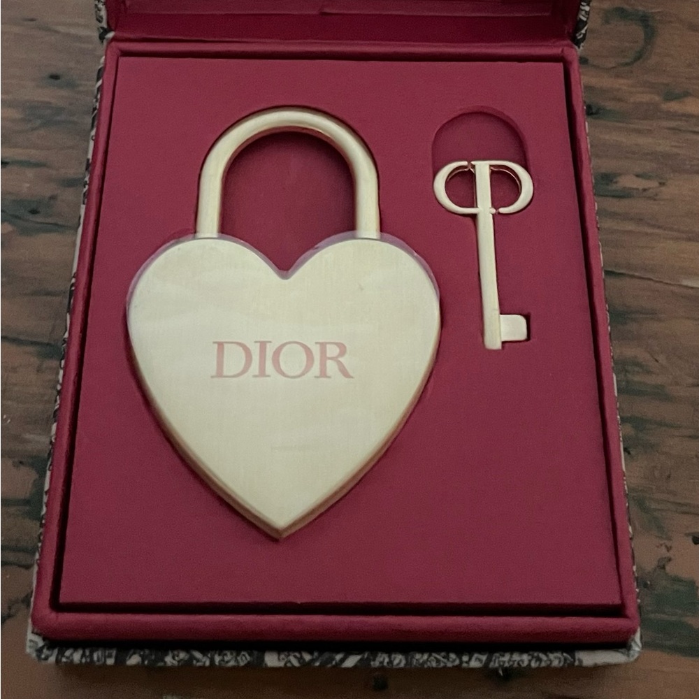 Dior Gold Heart Lock and Key Set